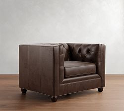 Chesterfield Square Arm Leather Chair | Pottery Barn (US)