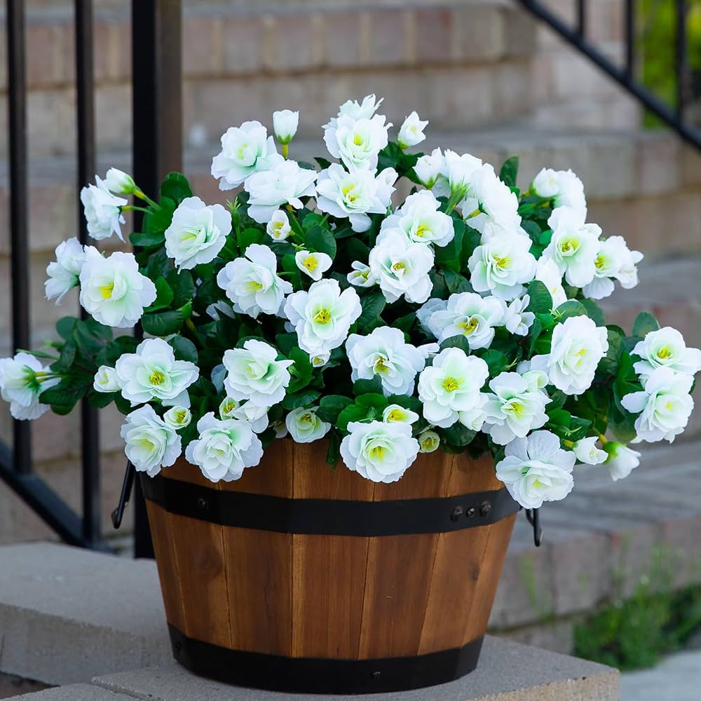 Ivydale Artificial Fake White Flowers Plants for Outdoor Outside Winter Christmas, Faux Silk Came... | Amazon (US)
