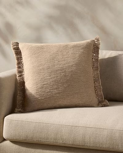 Loloi Magnolia Home by Joanna Gaines Jett Collection PMH0063 Beige 22'' x 22'' Cover w/Down Pillow | Amazon (US)