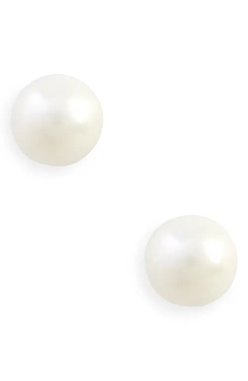 Nordstrom 6mm Faux Pearl & Sterling Silver Stud Earrings in White- Silver at Nordstrom | Nordstrom
