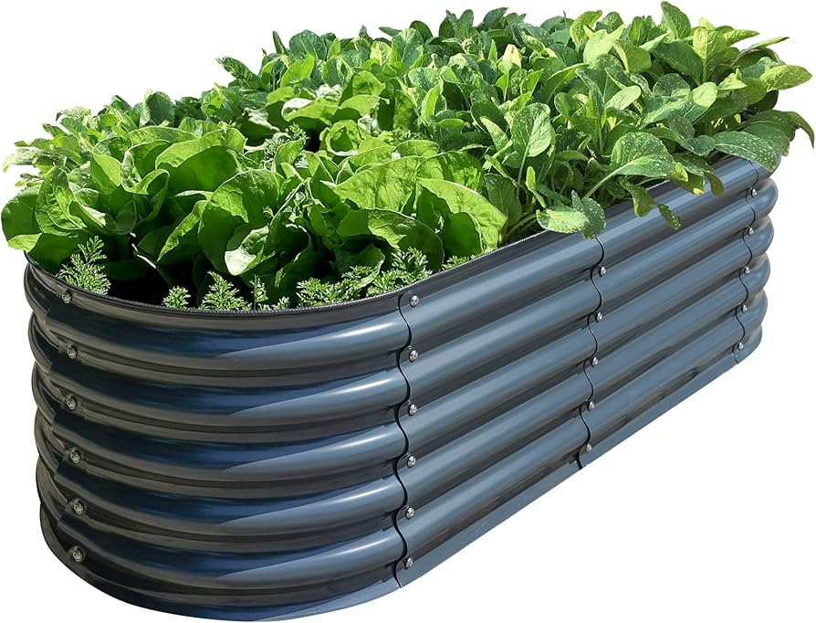 OLLE 17" Tall Raised Garden Bed Kit Fruits Vegetables Flowers Planter Box 12-in-1 Galvanized Plan... | Amazon (US)