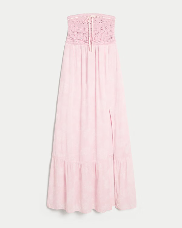 Women's Strapless Crochet-Style Mix Maxi Dress | Women's Dresses & Rompers | HollisterCo.com | Hollister (US)