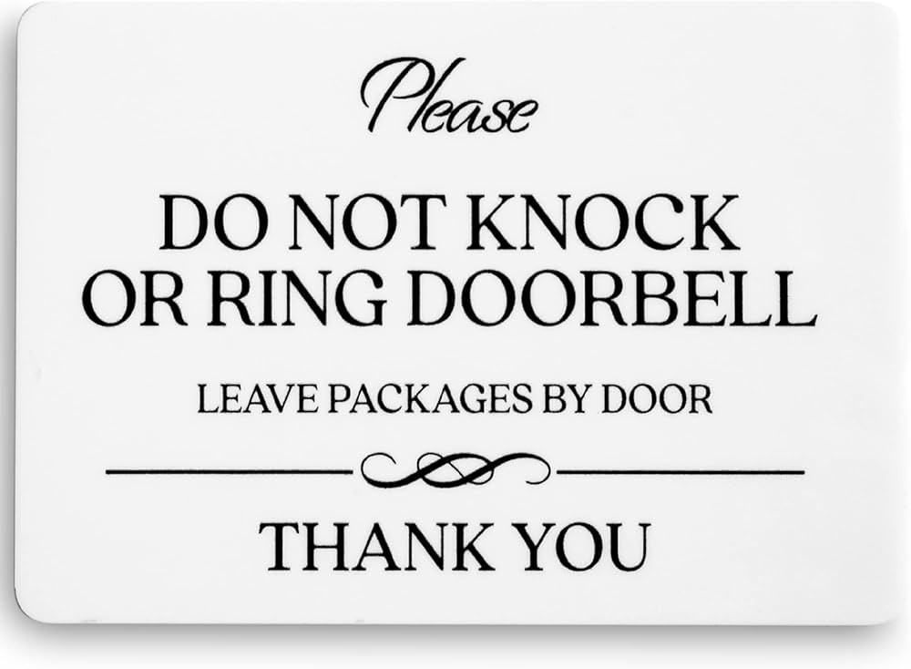 Do Not Knock or Ring Doorbell Sign (White Acrylic 5 x 3.5 in) - Please Do Not Ring Doorbell Sign ... | Amazon (US)