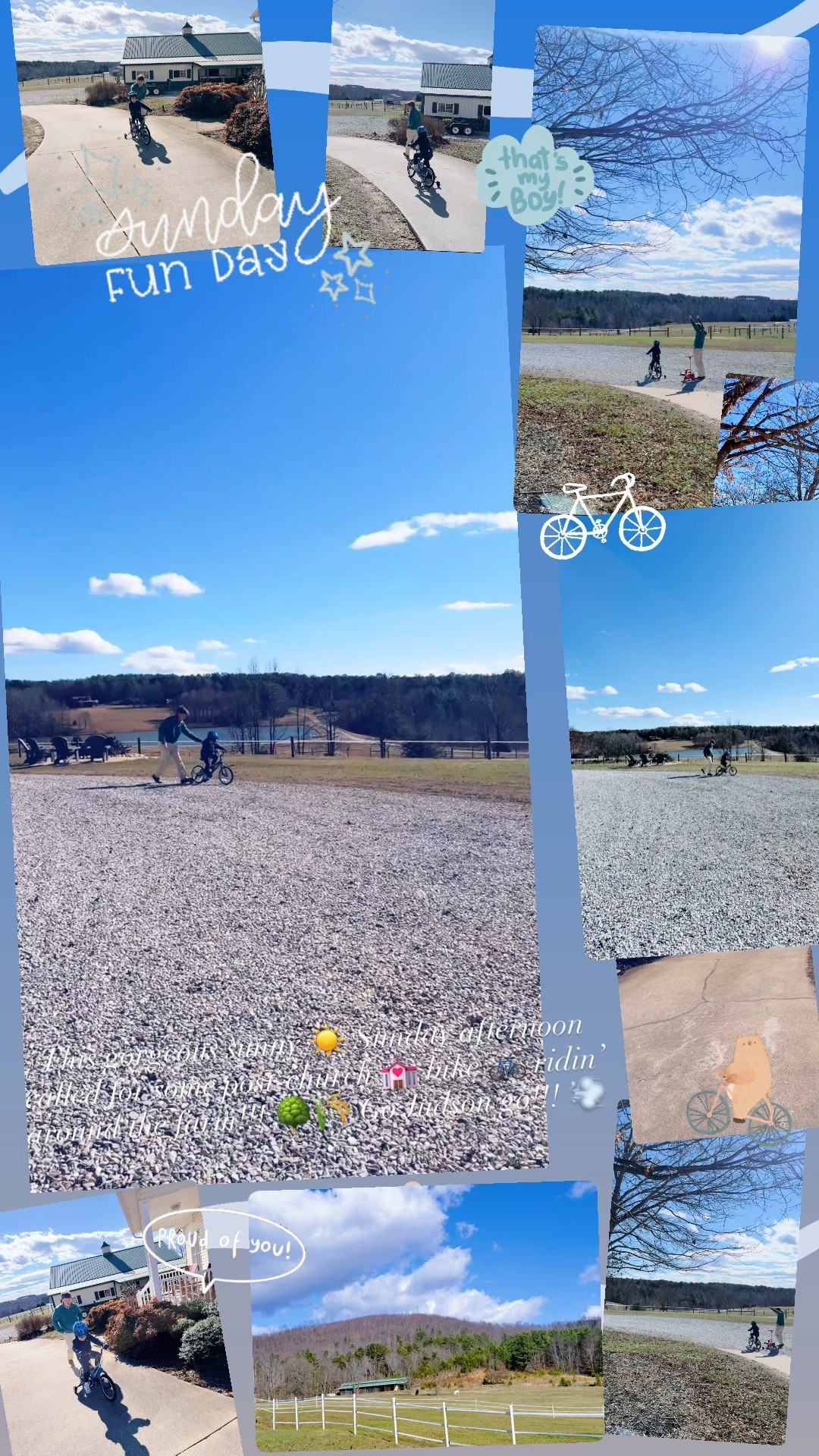 This gorgeous sunny ☀️ Sunday afternoon called for some post-church 💒 bike 🚲 ridin’ around the farm!!! 🌳🌾 Go Judson go!!! 💨