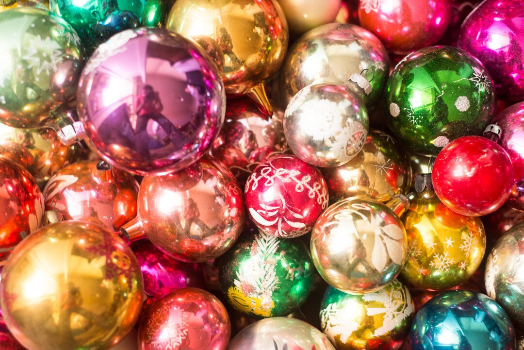 50 Vintage Glass Christmas Ornaments, Assorted Xmas Antique Balls, Hanging Tree Decor - Etsy | Etsy (US)