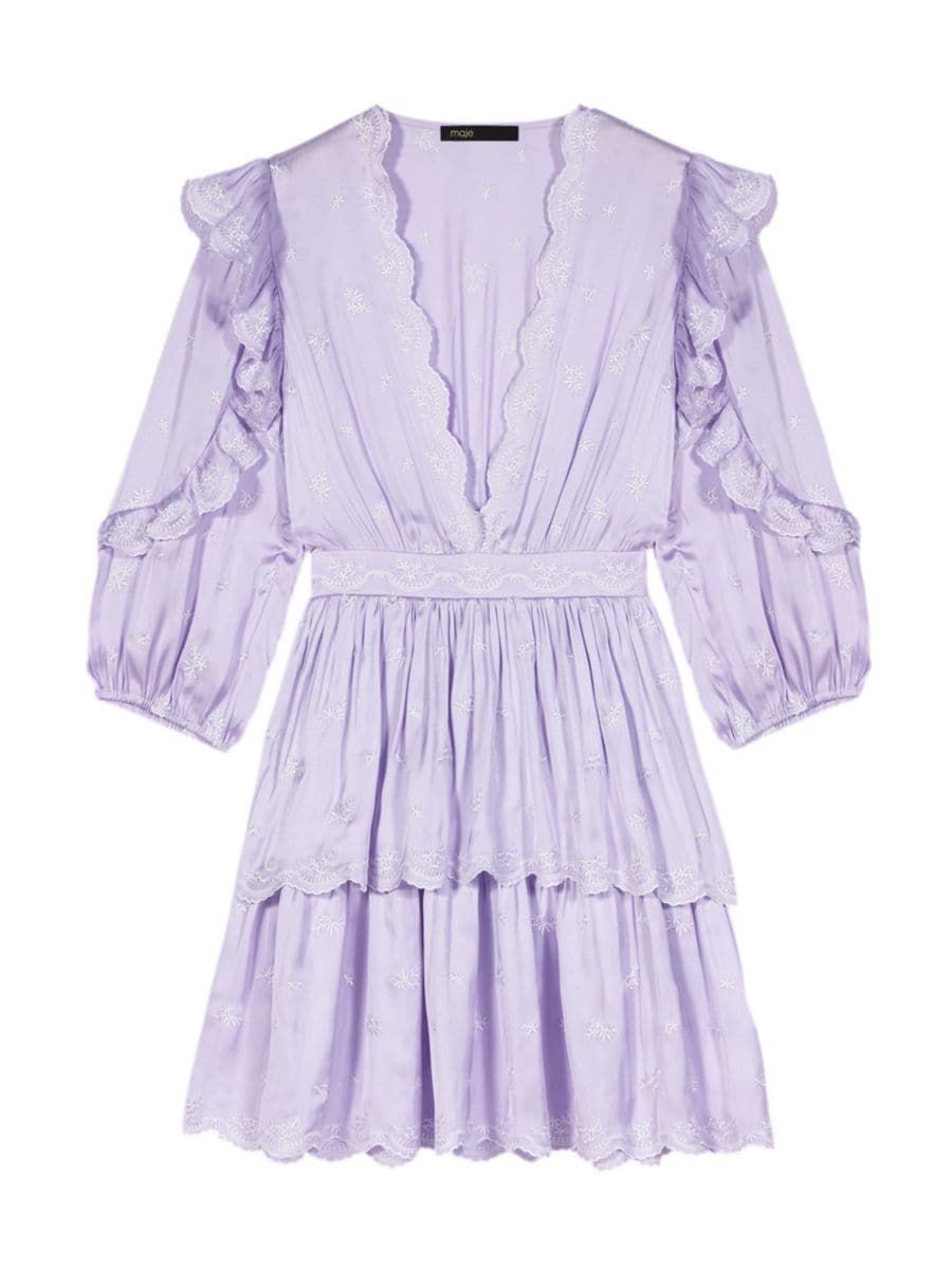 Short Satin-Look Embroidered Dress | Saks Fifth Avenue