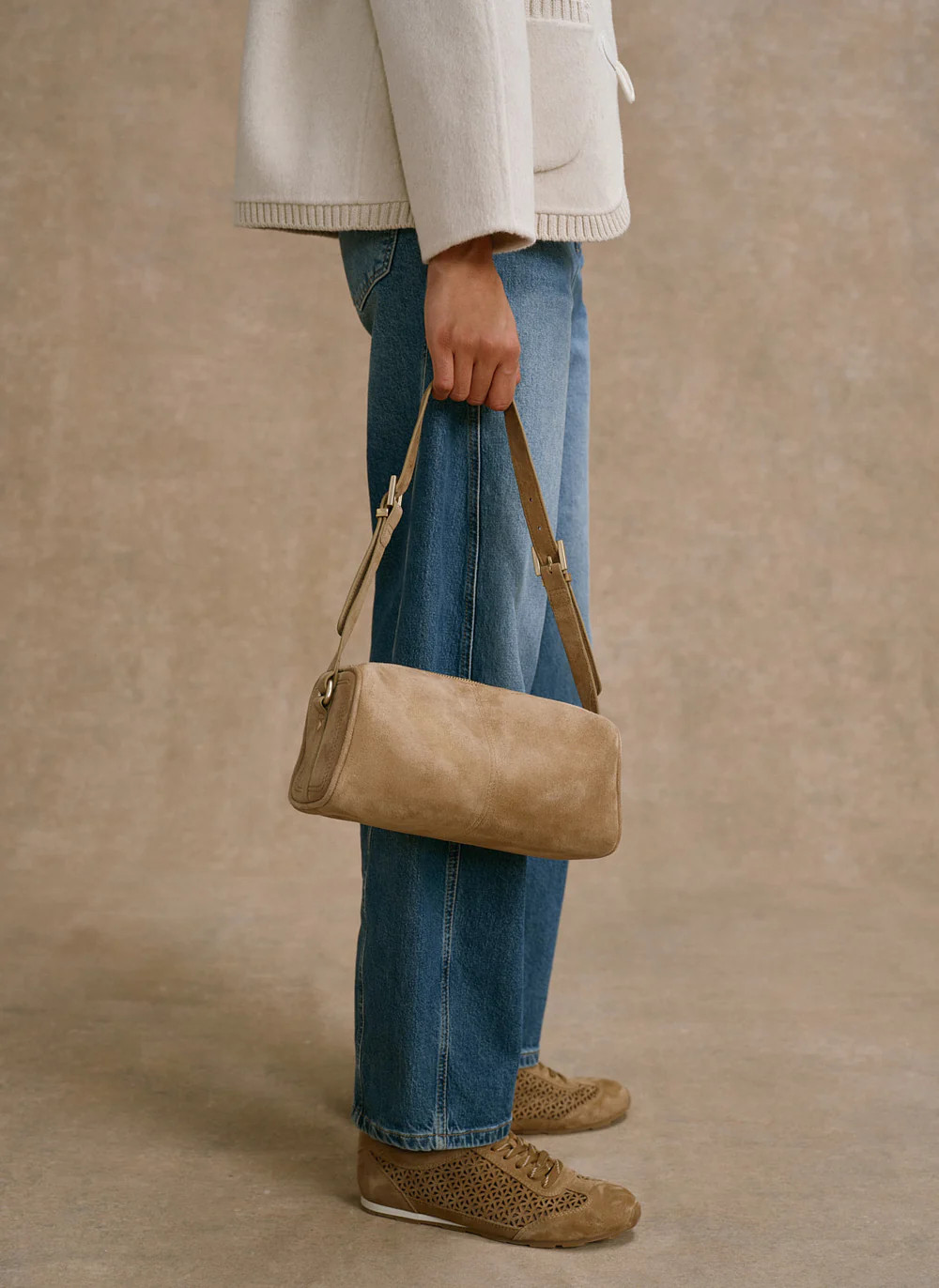 Matilda Tan Suede Shoulder Bag | Mint Velvet