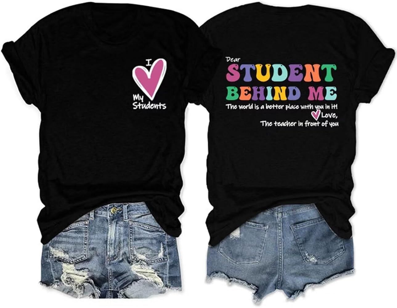 Dear Student Behind Me T Shirt Womens Positive Teacher Shirt Casual Short Sleeve Round Neck Tees ... | Amazon (US)