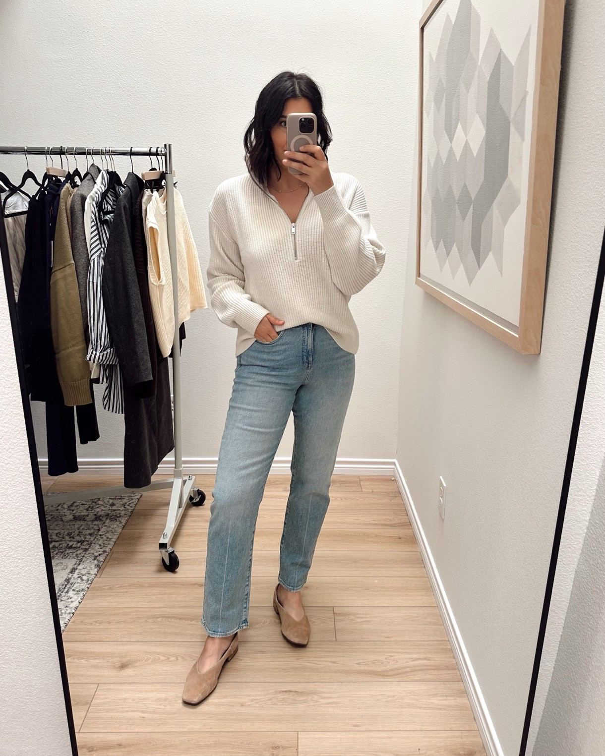 This zip pullover is a 10/10 recommendation. It’s super soft and fits perfectly relaxed. I’m in the medium and it’s a looser fit for sure. I’ve worn this no less than 3 times in the past two weeks since I’ve gotten it. 

TTS with a very relaxed fit.  

I'm in the 30 of the jeans.  

 #LTKFindsUnder100