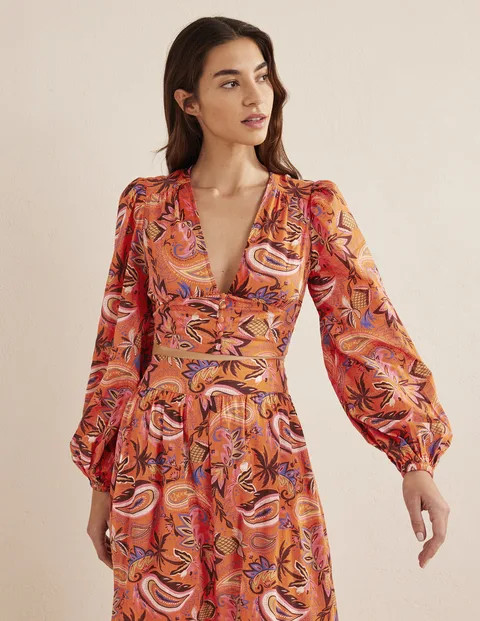 Cropped Low V Top - Deep Sea Coral | Boden (US)