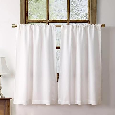 jinchan Kitchen Curtains Linen Textured Bathroom Window Curtains Short Rod Pocket Flax Linen Kitc... | Amazon (US)