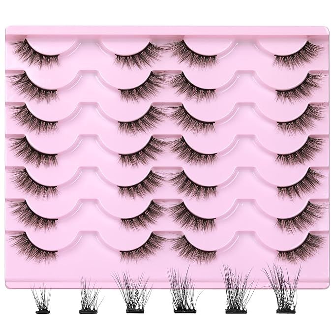 Newcally Half Lashes Mink Natural Cat Eye Wispy False Eyelashes Fluffy Volume Strip Fake Eyelashe... | Amazon (US)