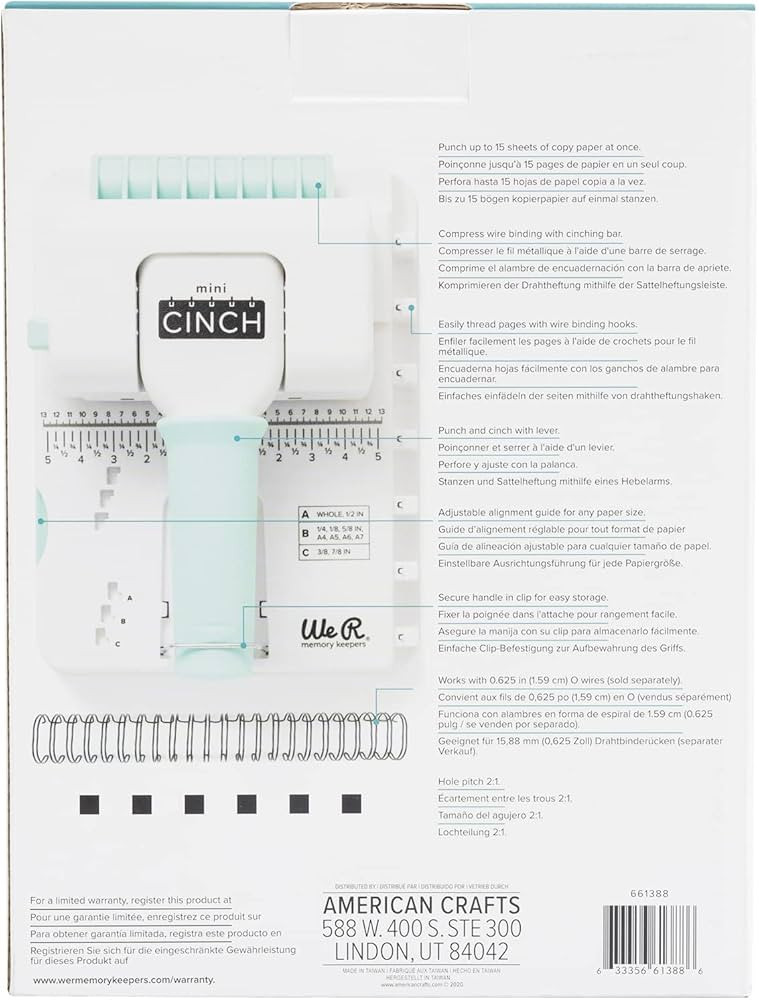 We R Memory Keepers Mini Cinch Bookbinding Binding Tool Machine | Spiral Binding for Binder, Plan... | Amazon (US)