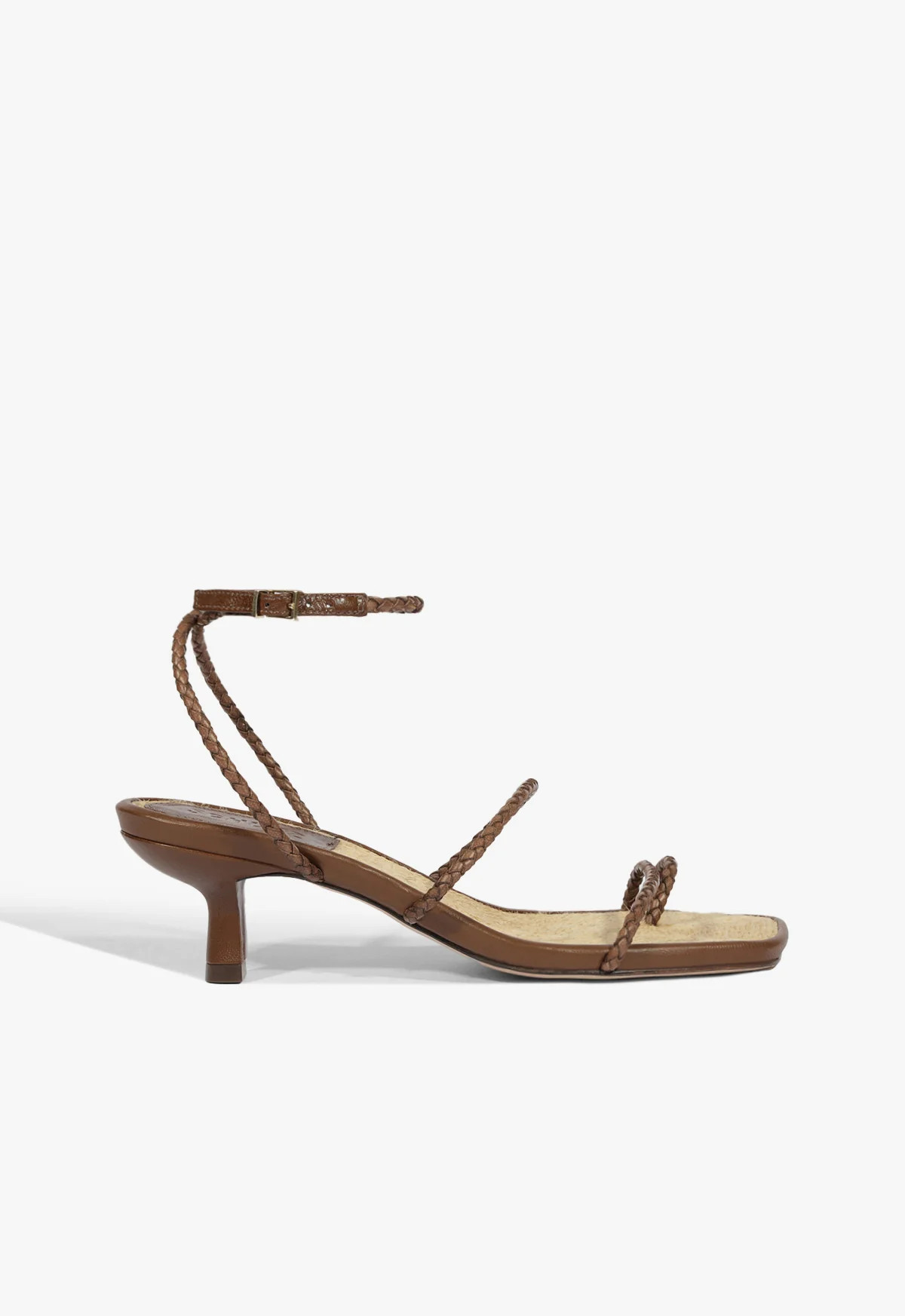 Kaya Straw Mid Sculptural Sandal | Brown | Leather | Schutz (US)