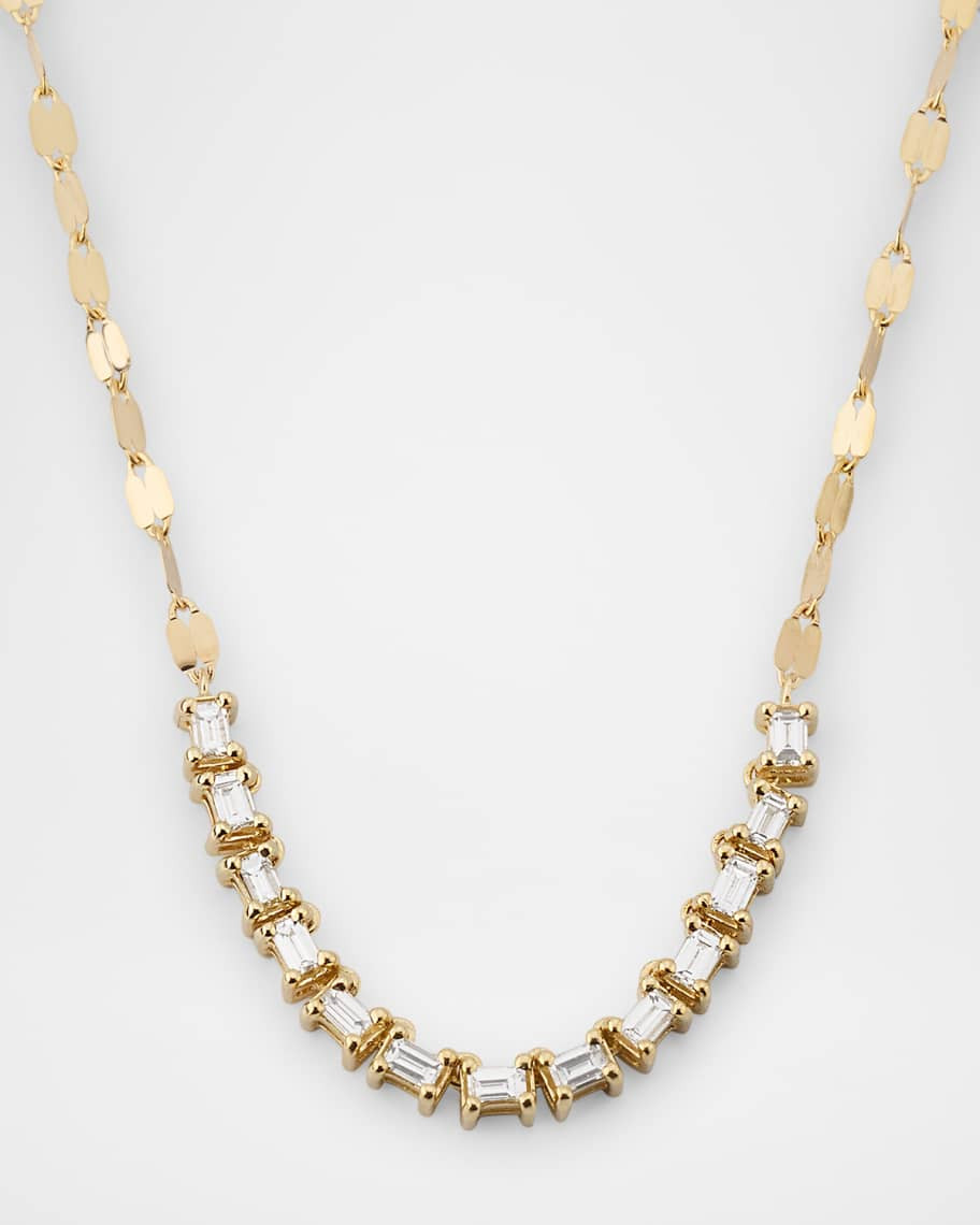 14K Gold Baguette Diamond Tennis Section Chain Necklace | Neiman Marcus