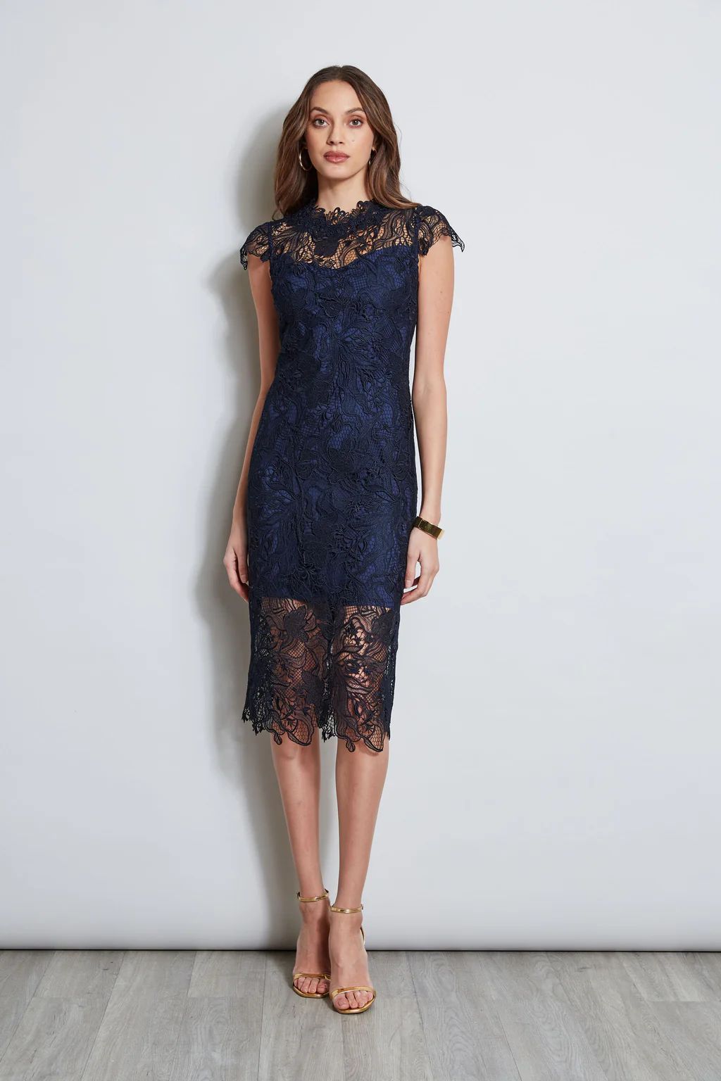 Lace Applique Midi Dress | Elie Tahari