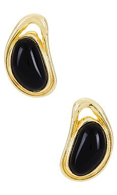 petit moments Valia Stud Earrings in Black & Gold from Revolve.com | Revolve Clothing (Global)