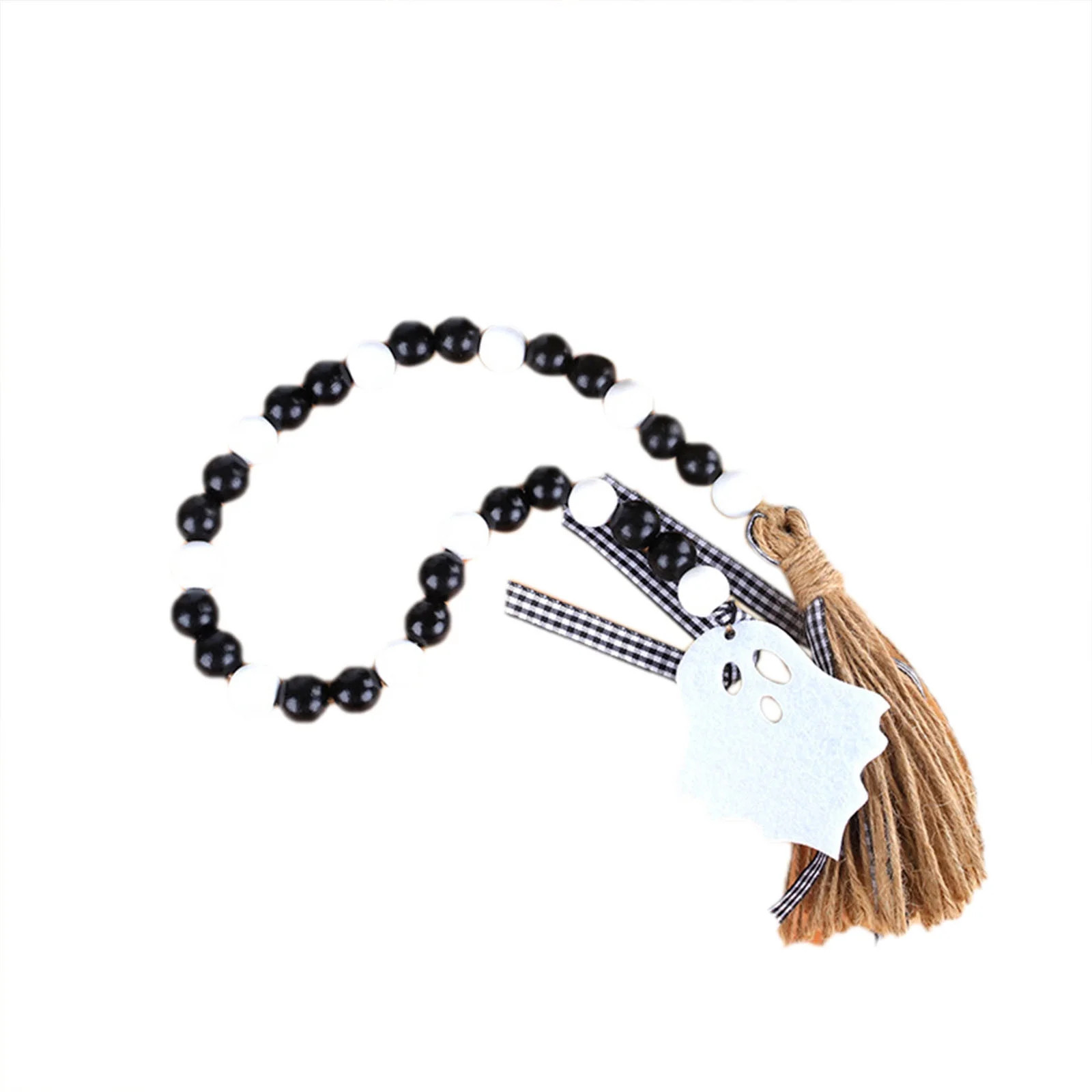 WOCLEILIY Halloween Black Orange Wooden Bead Pumpkin Skull Tassel Decoration | Walmart (US)