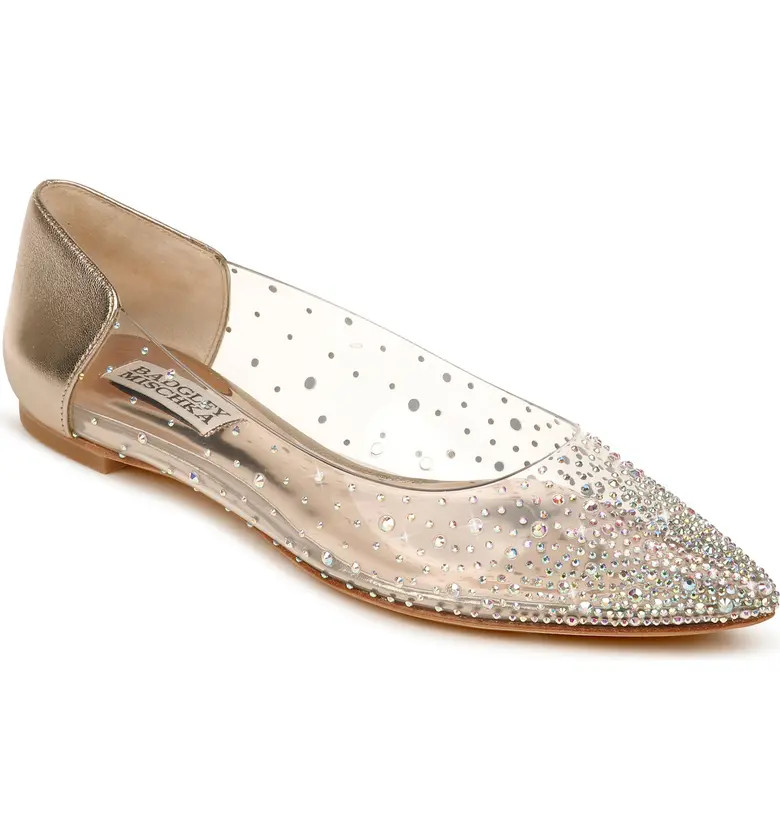 Badgley Mischka Gabi Embellished Pointed Toe Flat | Nordstrom