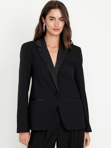 Satin Lapel Tuxedo Blazer | Old Navy (US)