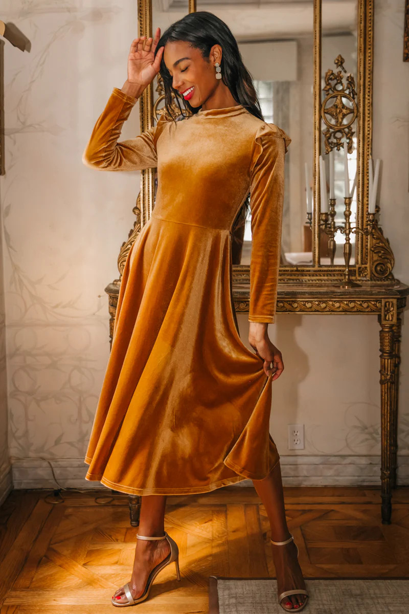 La La Lady Dress In Gold | Ivy City Co