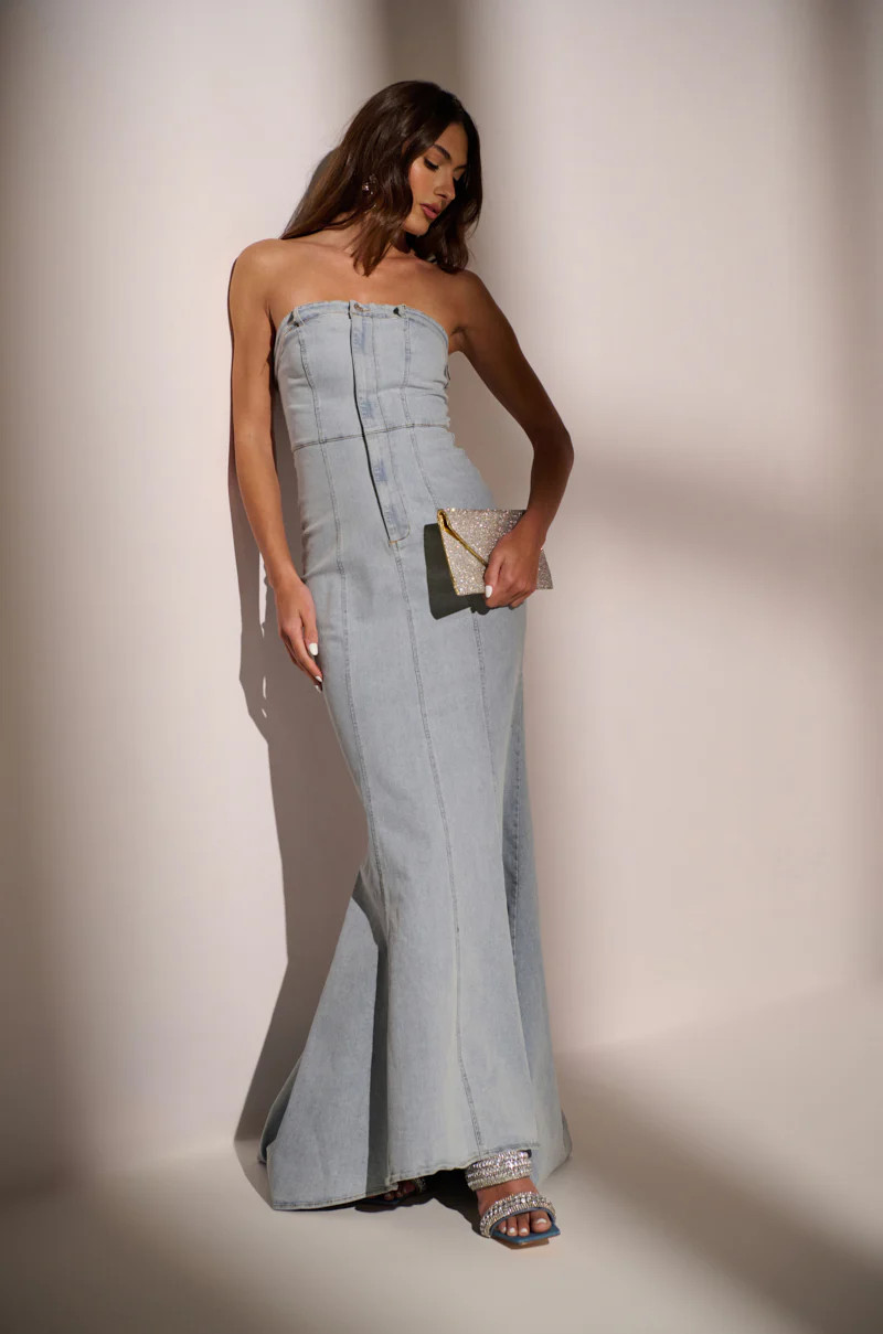 CALL ME BRITNEY DENIM MAXI DRESS | AKIRA