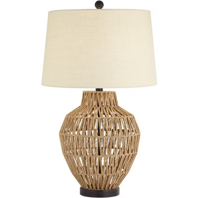 360 Lighting San Marcos Wicker and Metal Coastal Modern Table Lamp | Target