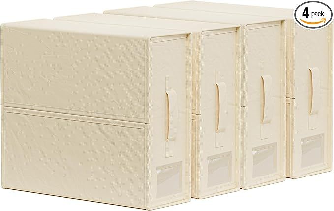 SheetCube 4 Pack Bed Sheet Organizers and Storage, Foldable Bedding Storage Box Container with Wi... | Amazon (US)