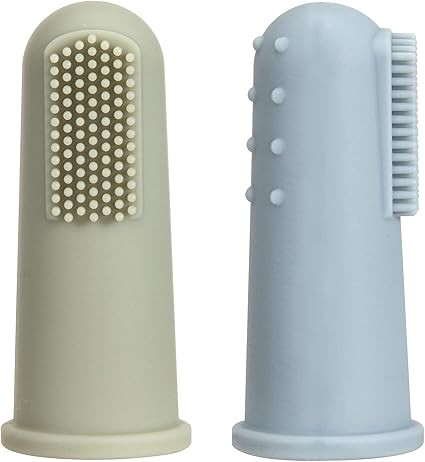 TOPGOMES Baby Finger Toothbrush with Case, Food Grade Silicone, BPA Free, 2-Pack (Sage+Ether) | Amazon (US)