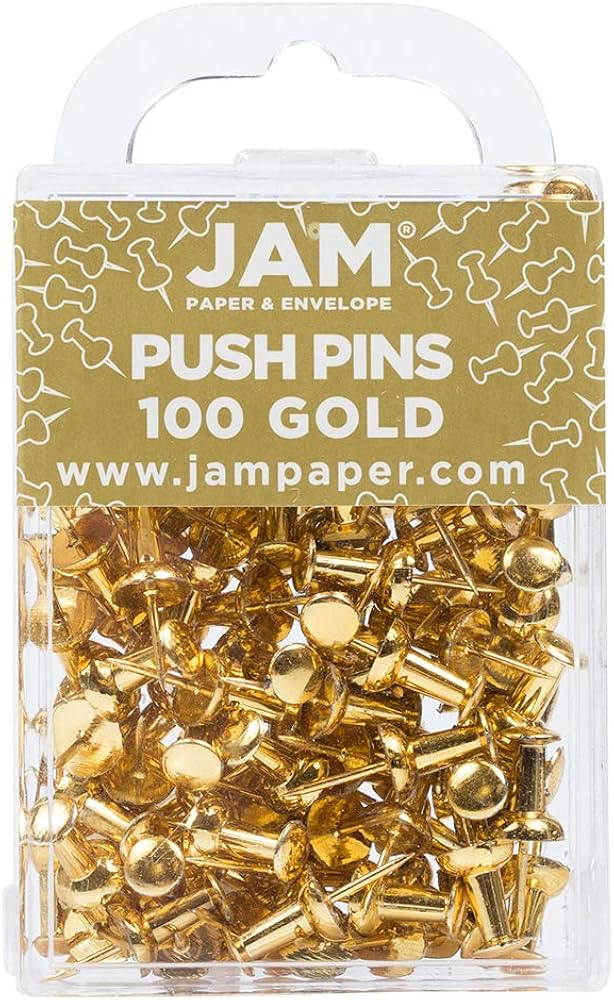 JAM PAPER Colorful Push Pins - Gold Pushpins - 100/Pack | Amazon (US)