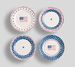 Cabana Americana Bunting Outdoor Melamine Appetizer Plate - Mixed Set of 4 | Pottery Barn (US)