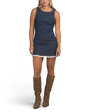 Sleeveless Denim Mini Dress With Scalloped Eyelet Trim | Casual Dresses  | Marshalls | Marshalls