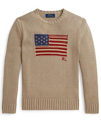 Boys' 8-20 Contrast Trim Iconic Flag Sweater | Macy's