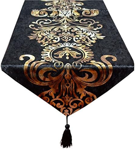 Yingsen New Hot Stamping Contracted Classic Table Runner 13x70inch (13x70 inch, Black) | Amazon (US)