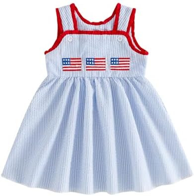 Toddler Girl Back to School Outfit Little Girl Apple Dress Fly Sleeve Smocked Dresses Cute Summer... | Amazon (US)