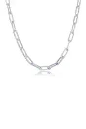 White Rhodium Plated Sterling Silver Paperclip Link Chain Necklace | Nordstrom Rack