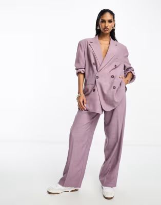 ASOS EDITION double breasted mansy blazer jacket and pants in heather purple | ASOS (Global)