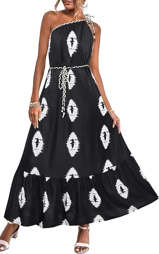 ECOWISH Womens Summer Maxi Dress Casual One Shoulder Midi Dresses Beach Vacation Boho Resort Long... | Amazon (US)