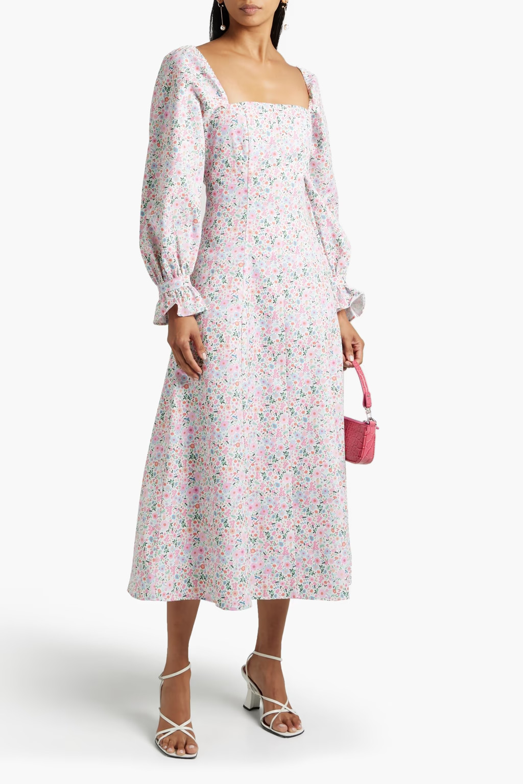 Willow floral-print twill midi dress | The Outnet (US and CA)