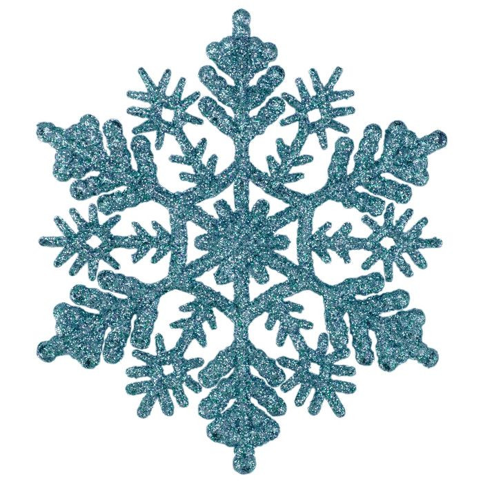 Northlight 24ct Glitter Snowflake Christmas Ornament Set 4" - Turquoise Blue | Target