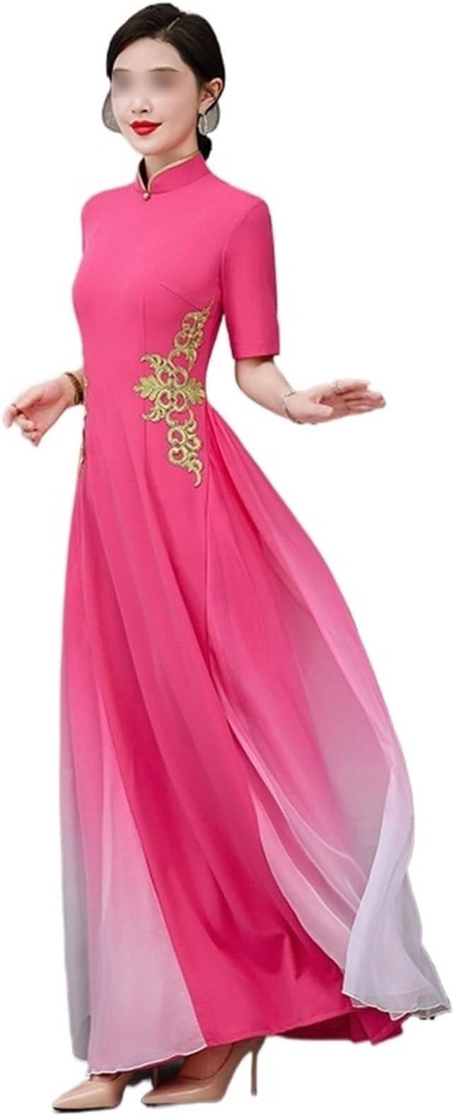 Stage Ao Dai Vietnamese Dress, Long Style Chinese Traditional Dress Slim, Ethnic Style Qipao | Amazon (US)