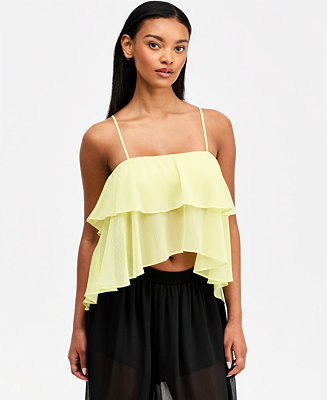 Women's High-Low Hem Tiered Chiffon Tank Top | Macy's