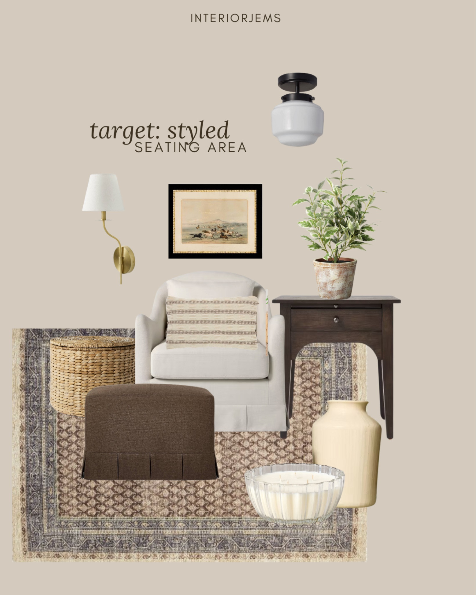 Target sitting area get the look, framed and ready, art, nightstand, end table, new ottoman, new accent chair, lounge chair, bedroom, chair, storage, ottoman, woven ottoman, woven side table, extra large candle, vase, potted plant, ceiling, light, wall

#LTKHome #LTKSaleAlert #LTKStyleTip