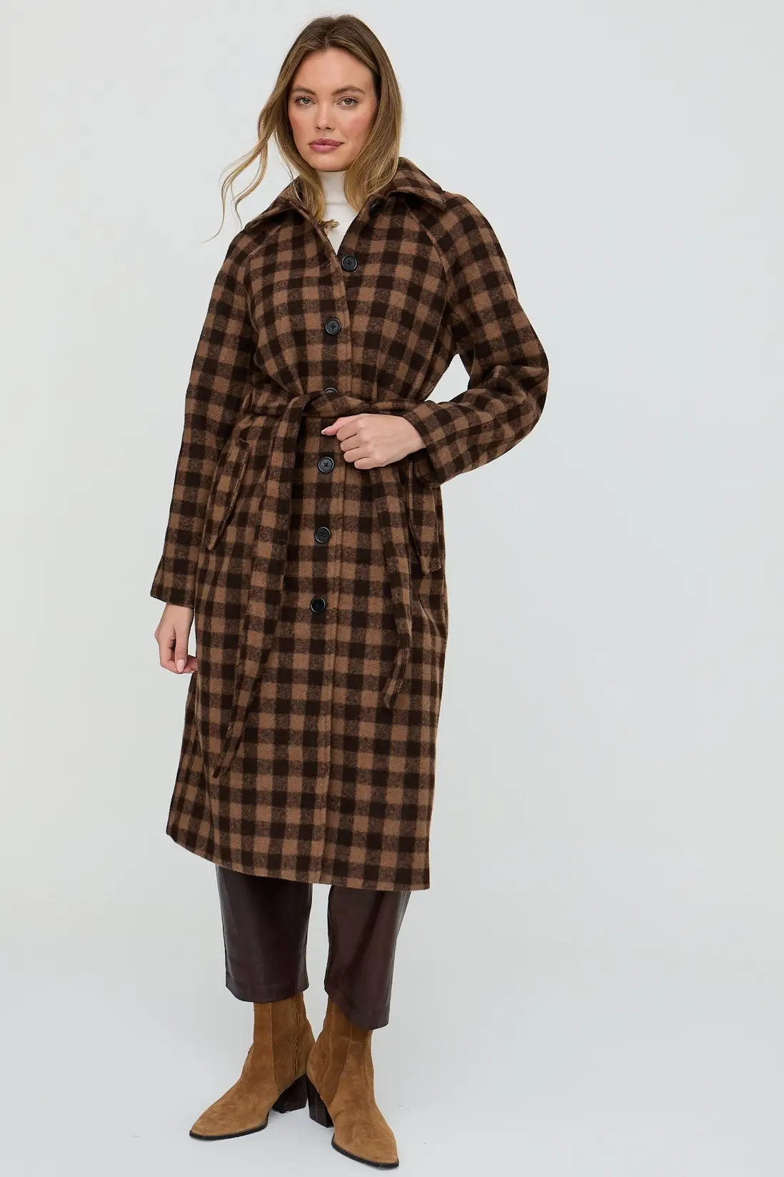 Jackets & Coats | Pia Tailored Check Print Coat In Brown | Lily and Lionel | Debenhams UK