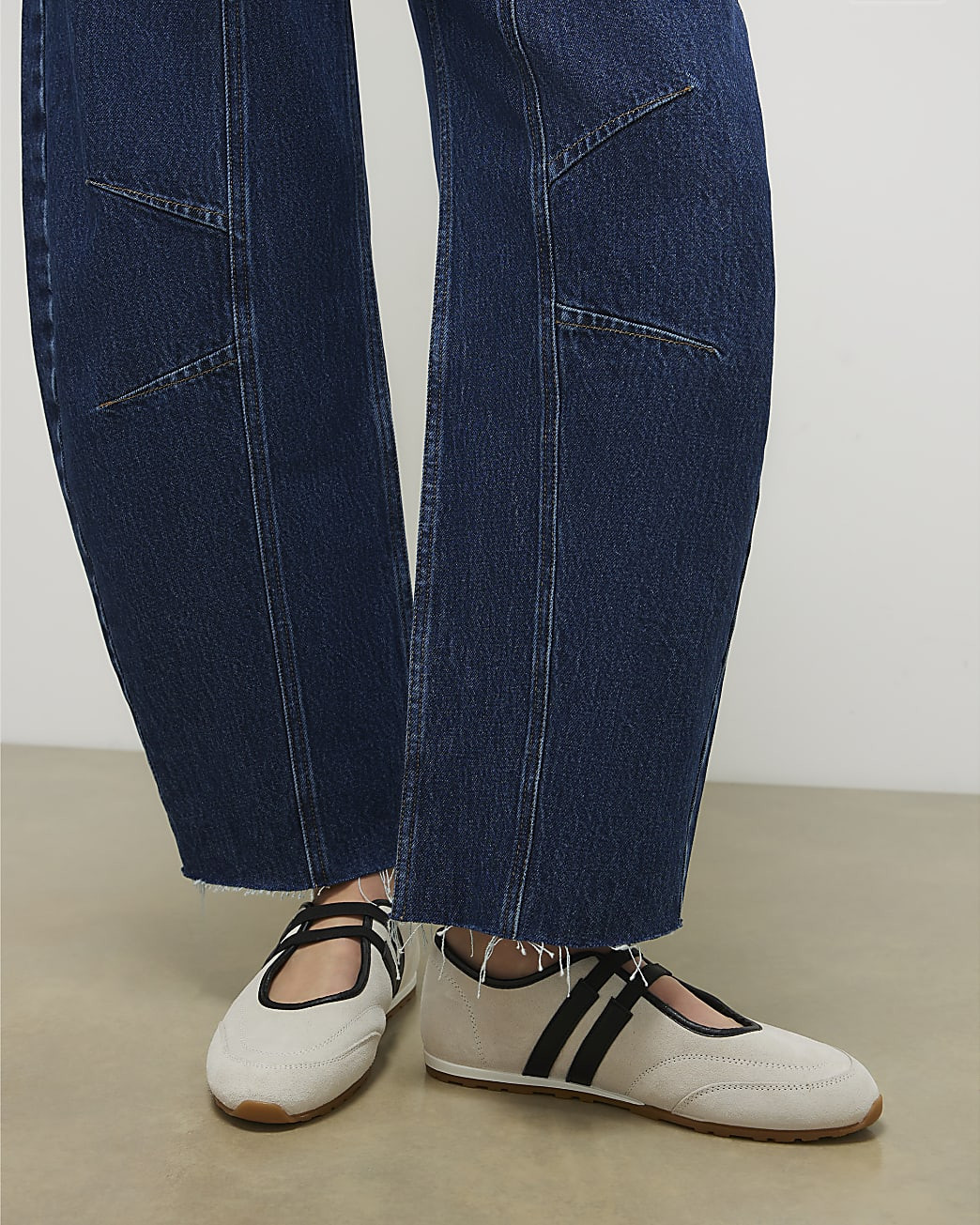 White Suede Double Strap Flat Shoes | River Island UK & IE