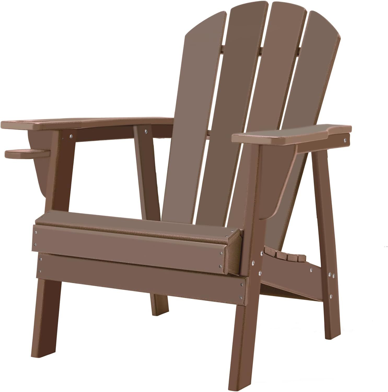 Adirondack Chairs, HDPE All-Weather Adirondack Chair, Fire Pit Chair (Classic, Teak) | Amazon (US)