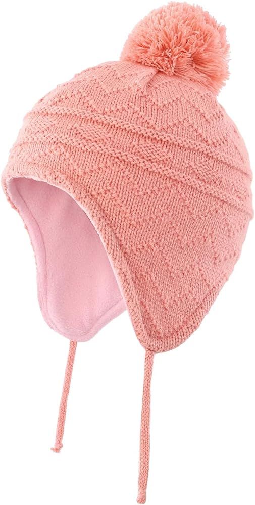 Connectyle Toddler Boys Girls Fleece Lined Knit Kids Hat with Earflap Winter Hat | Amazon (US)