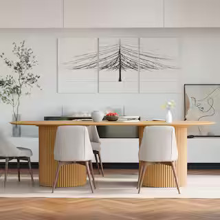 Oval Natural Wooden Solid Wood 86 in. Dual Pedestal Base Wood Dining Table Seats 10 HD0104-073102... | The Home Depot