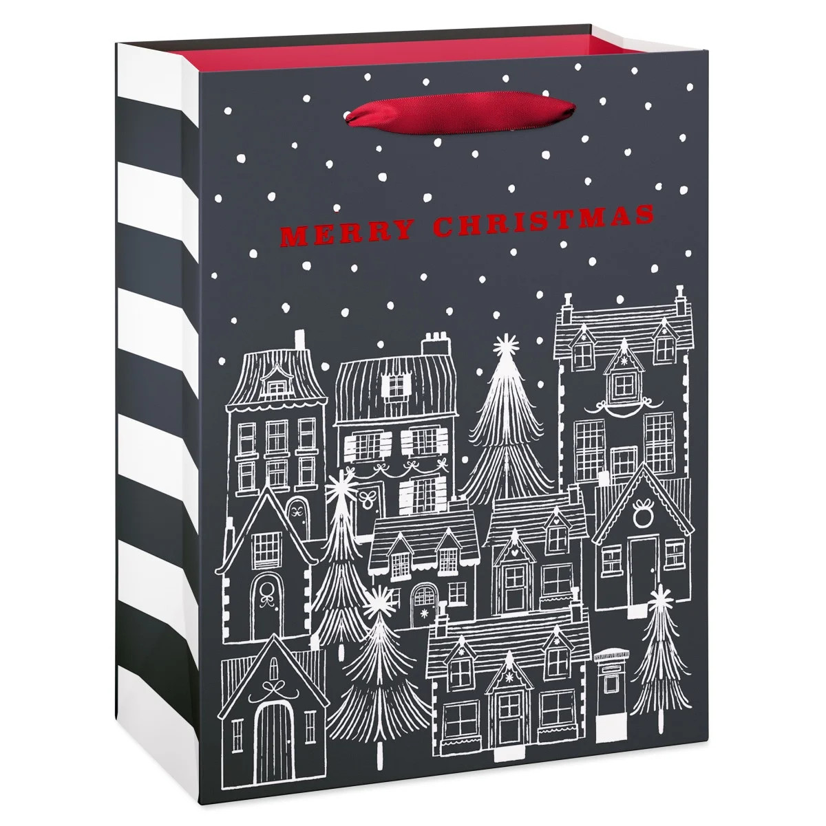 American Greetings 9 in. Medium Christmas Gray Gift Bag, Festive Houses (1-Count) | Walmart (US)