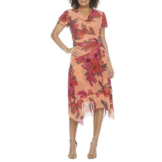 Danny & Nicole Short Sleeve Floral High-Low Fit & Flare Dress | JCPenney